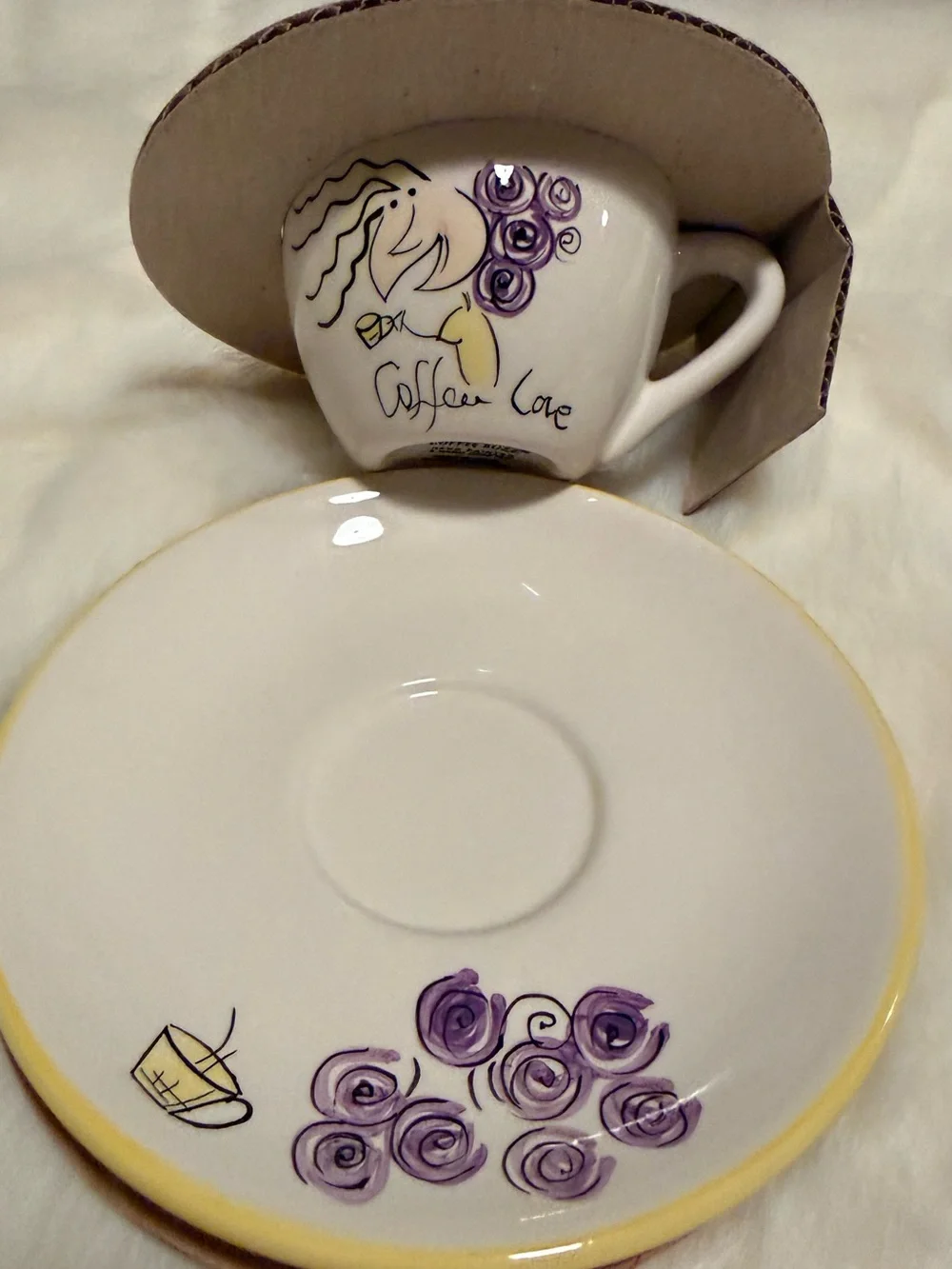 Tabletops Unlimited Coffee Buzz 8-Piece Hand-Painted Espresso Cup & Saucer Set N
